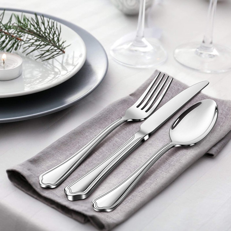 LIANYU 65-Piece Silverware Flatware Set for 10, Plus Steak Knives