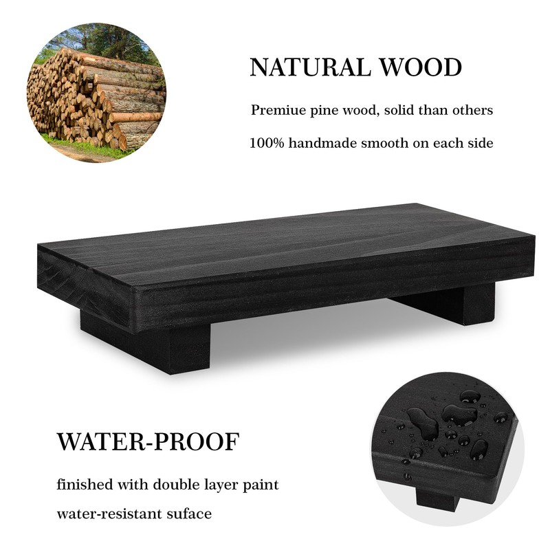 Bathroom Counter Organizer Wood Pedestal Stand Farmhouse Decorative Tray Soap