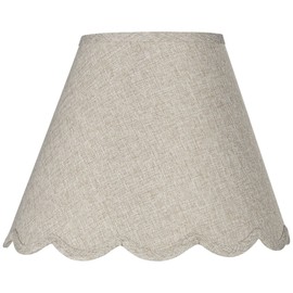 Hardback Scallop Bottom Empire Lamp Shade Fawn Medium 6" Top x 12" Bottom x 9.5" Slant x 9" High Spider with Replacement Harp and Finial Fitting - Springcrest