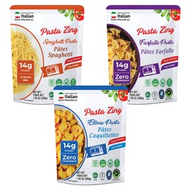 Pasta Zing Ready Meal Variety Pack – 7.05 oz (Pack of 7) | 2x Elbow, 2x Farfalle, 3x Spaghetti Pasta | Microwave in 1 Minute | 100% Italian Durum Wheat | Quick Dinner or Side Dish
