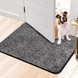 Walensee Indoor Doormat, Front Door Mat for Entrance (20"x32" Black) Machine Washable Entryway Rug Non Slip Dirt Trapper Door Rugs Absorbent Low Profile Shoes Scraper Inside Floor Mats for Entry