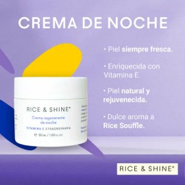Crema Facial Regenerante Noche Rice & Shine con Vitamina E y Germen de Arroz