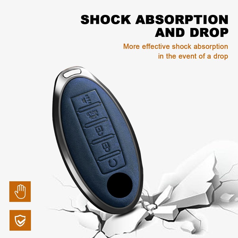 Leather Key Fob Cover with Keychain Compatible with Altima Pathfinder