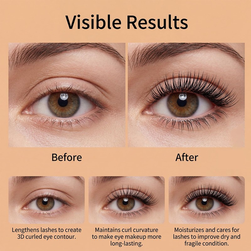 7D Mascara Black,Volumengebende & Wasserfeste Wimperntusche Schwarz