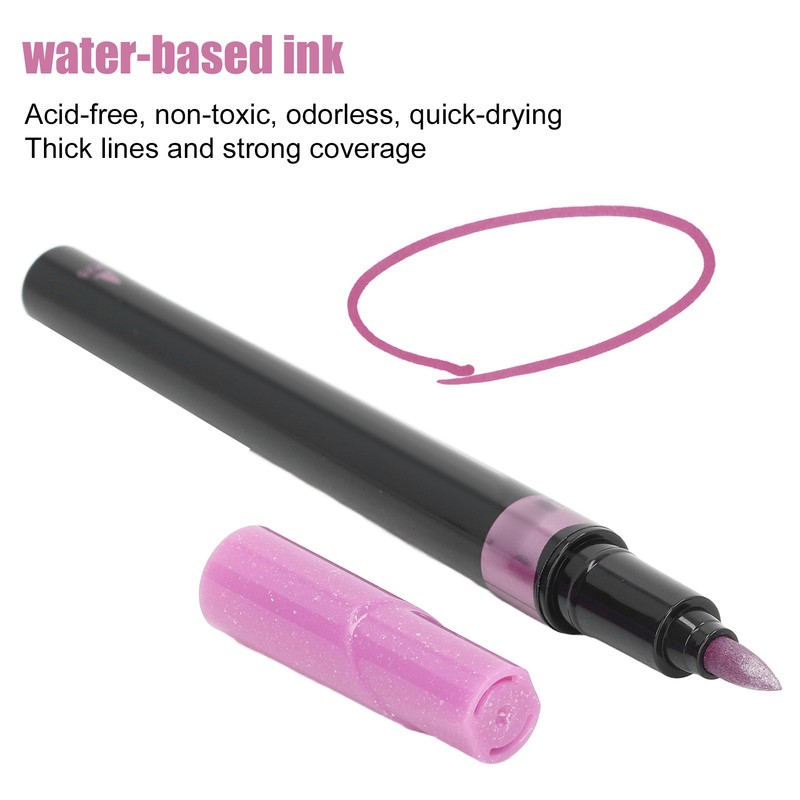 10 Pcs Paint Markers Purple Metal Texture Waterproof Glass Marker