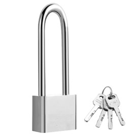 Long Shackle Padlocks with Keys Outdoor Shed Weatherproof Outdoor Padlock Stainless Steel Keyed Padlocks Heavy Duty Keyed Alike Padlocks for Gym School Lockers Garage Door-30mm