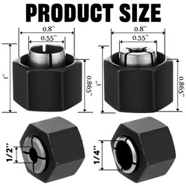 Threlaco 2 Pcs Router Collet Kit Replacement 1/4" and 1/2" Compatible with Dewalt Dw621 Dw616 Dw618 Dw622 Dw626 and 1613, 1617, 1618 Series Routers