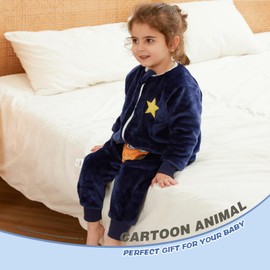 Sleeping Bag with Feet, Baby Pyjamas, Warm Flannel Winter Sleeping Bag, Romper with Zip, Winter Sleeping Bag with Legs, Sleeves, Pyjamas, Children's Sleepsuit, Girls, Boys, 0-6 Years, Owl Marine