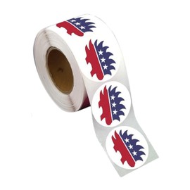 250 Round Libertarian Porcupine Striped Stickers - Red White & Blue Libertarian Party Stickers for Labels, Envelopes, Posters and More!