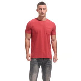JEEGAL Pocket Tee Men - Premium Cotton T-Shirt with Chest Pocket | Ultra Soft, Comfortable Fit, Classic Men's Pocket T Shirt for Casual & Work Wear(Wine red XXXL)