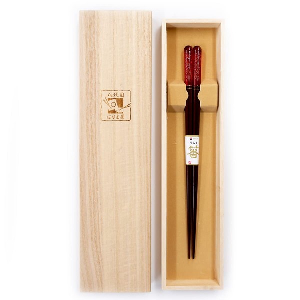 Harimaya 10000057-2 Chopsticks Akara Lacquered Kiriko Pine Needles for Women,
