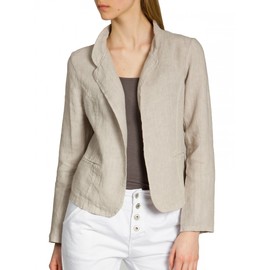 Caspar BZR004 Short Women's Linen Summer Blazer, beige