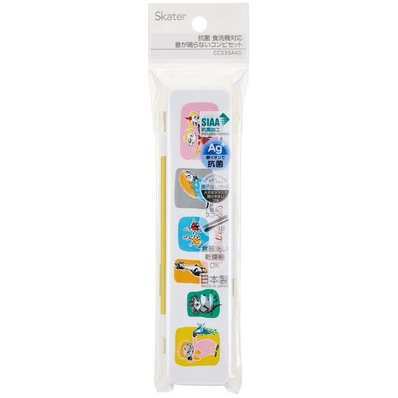 Skater CCS3SAAG-A Llttle ones Moomin Chopsticks & Spoon Set, Antibacterial,