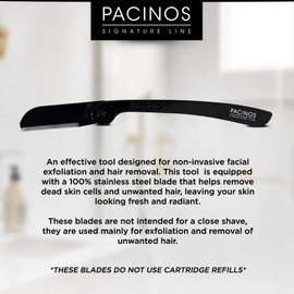Pacinos Derma Blades for Men - Precision Straight Razor Beard Care Exfoliation Tool with 100% Stainless Steel Blades