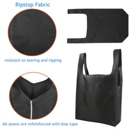 RuiChy Reusable Shopping Bag Multifunction Foldable Heavy Duty Shopping Bags Washable Eco Tote Bag Large Capacity Food Storage Bag Can Hold 50 lbs, Black