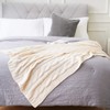 Battilo Soft Knitted Dual Cable Throw Blanket 50" 60" (Cream)