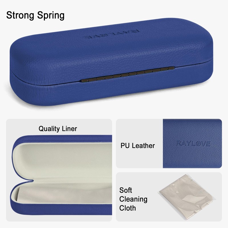 RayLove Glasses Case Hard Shell Eyeglass Case with Cleaning Cloth,