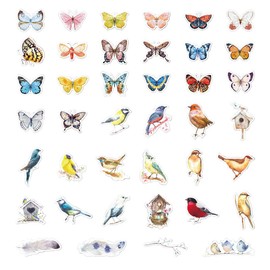 iMapo J+ Cute Planner Stickers 80 pcs, Mini Aesthetic Butterfly Birds Plant Sticker, Trendy Decals for Water Bottles, Phone Cases, Laptops, Calendars, Scrapbook, Bullet Journal, Album