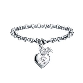 Monily Unicorns Gifts for Women Initial Unicorn Bracelets for Women Heart Letter R Bracelets for Women Jewelrye