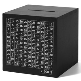 HCHANGEN Wooden Savings Challenge Box for Adults Kids, Wood Coin Piggy Bnak, Must Break to Open Money Box with Counter (Black, 4.5inches)