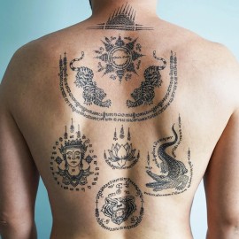 TattooIcon Sak Yant Yantra Tattoo Set 2 - Thailand Temporary Tattoos / Thai Tattoos Monk
