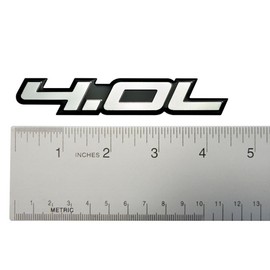 ERPART 4.0L Liter Embossed Silver on Black Highly Polished Real Aluminum Auto Emblem Badge Nameplate Compatible with Chrysler Dodge Ford Jeep (Pack of 2)