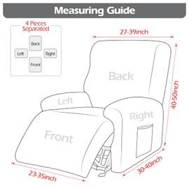 Leorate Reclining Chair Covers Stretch Armchair Covers with Pocket Decoration Spandex Fabric Recliner Sofa Slipcovers for Living Bedroom Home