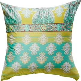 Erwin Müller Maco Satin Cushion Cover 80 x 80 cm Green/Yellow
