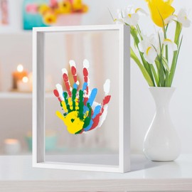 diytoolsman Family Handprint Kit - DIY Crafts Keepsake White Wooden Frame - Family Gifts - Gifts for New Parents,Fun Mom Gifts, Includes 5 Non-Toxic Paint Colors