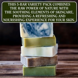 Compass Soap All Natural Soap for Men | Skin-Friendly & Chemical-Free Hand Made Soap Bar Gift Set | Best Exfoliating and Cleansing Bar Soap for Men | 5 Oz. Variety Pack of 5