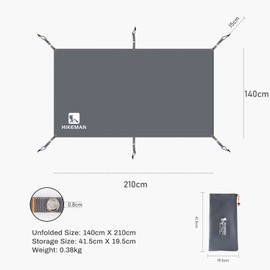 Waterproof Tent Footprint Camping Tarp - Ultralight Tent Floor Saver,Multifunctional Tents Ground Sheet Mat with 4 Tent Stakes for Camping,Picnic,Hiking,Backpacking,Hammock,Beach(PU3000mm,140*210CM)