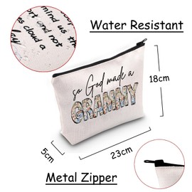 JXGZSO Grandmother Gift Grammy Travel Bag So God Made A Grammy Makeup Bag With Zipper Best Grammie Ever Gift Boho Floral Pouch, So God Made A Grammy