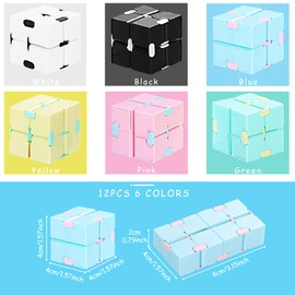12 Pieces Mini Cube Blocks Mini Cube Desk Toy Magic Sensory Tool Blocks Puzzle Flip Cube for Teens Adults Birthday Favors (Macarons)