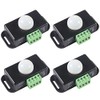 AITIAO Motion Sensor Switch DC12V/24V PIR Sensor LED Switch Motion Function Cotroller for Cupboard Kitchen Stairs Bedroom Flexible LED Strips Light, Black 4 Pack