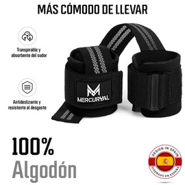 MERCURYAL Straps Gym with Wrist Support for Weightlifting and Powerlifting, Wrist Wraps for Gym - Lifting Straps - Fitness Grips for Dead Weight (Black/Grey)