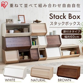 Iris Ohyama STB-300D Stacked Box with Door, Color Box, Hidden Storage, Width 11.8 x Depth 15.3 x Height 12.0 inches (30 x 38.8 x 30.5 cm), Brown