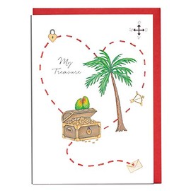 Treasure Map Valentines Card - Card for Her - Card for Him