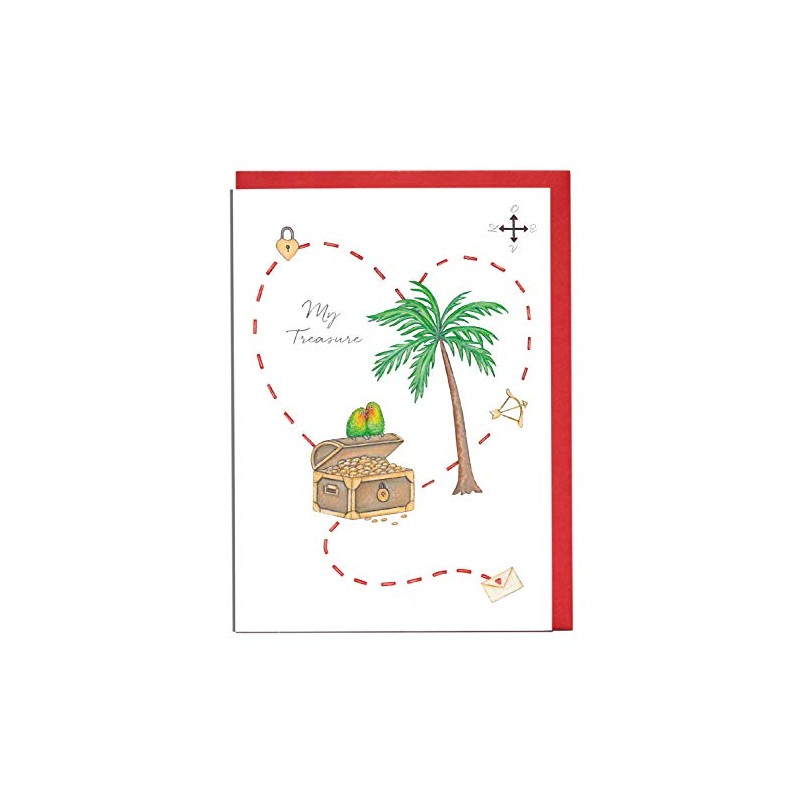 Treasure Map Valentines Card - Card for Her - Card