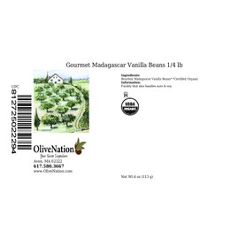 OliveNation Premium Bourbon-Madagascar Vanilla Beans 1/4 lb (26-30 beans) OliveNation Brand