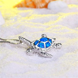 Ocean Theme Pendant Sterling Silver Turtle Necklace for Women Gifts Deft Processed
