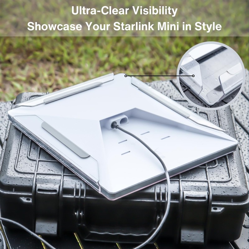 Steinwhale Transparent Protective Case for Starlink Mini, High-Impact Polycarbonate, 3-Sided