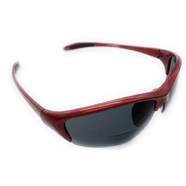 Bifocal Sun Reader Sport and Wrap Around Reading Sunglasses, Unisex Half Frame Readers for Men and Women (Red 8381, 1.50)