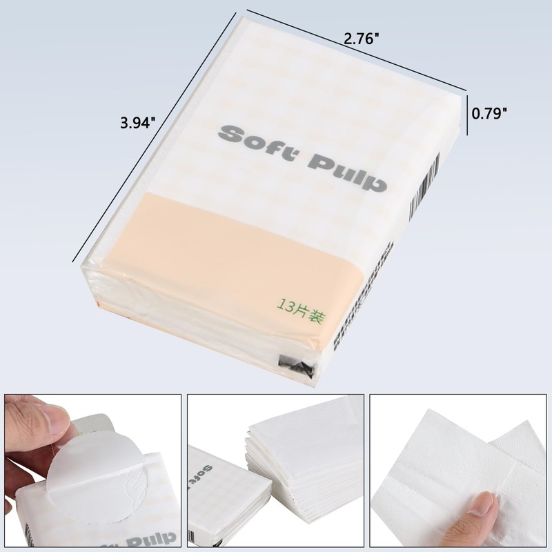 Xeabia Soft Facial Tissues, 4-Ply Mini Type Pocket Packs Tissues,