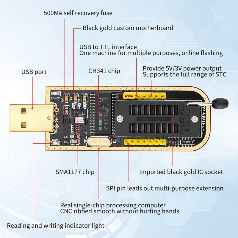 CH341A Programmer SOIC8 SOP8 Flash Chip Eeprom Programmer IC BIOS