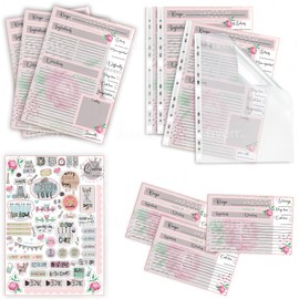 Queen Recipe Binder Refill Pages 30 4 x 6 Recipe Cards, 20 x A4 Recipe Cards, 45 Protectors,1 Pc of A4 Stickers for 11 x 12 x 2.8 Inch 3 Ring Recipe Binder kit Refill
