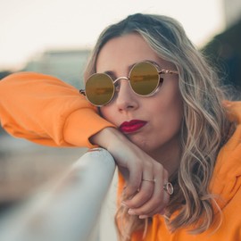 Joopin Round Steampunk Sunglasses Sideshield Shades for Men Women Retro Circle Hippie Metal Sun Glasses Polarized UV Protection (Bronze Brown)