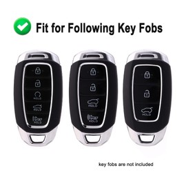 Key Fob Cover Case Fit for Hyundai Palisade Elantra GT Accent Kona Santa Fe Veloster 2022 2021 2020 2019 Remote Holder Skin Protector Keyless Entry Sleeve Accessories (Silver)