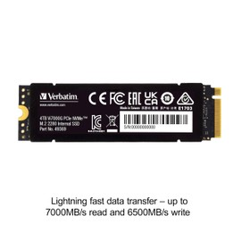 Verbatim 1TB SSD Vi7000 Internal Solid State Hard Drive PCIe NVMe M.2 2280 Designed for Gamers and High Performance Users up to 7000MB/s Read 5000MB/s Write