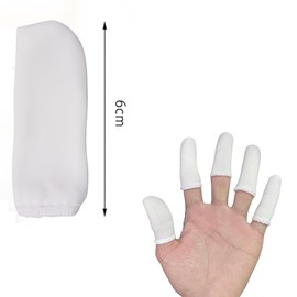 Finger Sacks, White Cloth Finger Covers, Skin Friendly, Fingertip Care, Cracking, Bare Skin Feeling, Ultra Thin, Stretchy, Breathable, Thin, Finger Protection, Pack of 50, 0.8 x 2.6 inches (2 x 6.5 cm