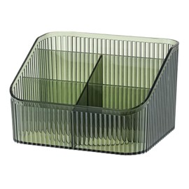 OIWTLIFE Cosmetic Display Case 5 Slot Makeup Brush Holder Cosmetic Brushes Container for Vanity, Bathroom Countertop,Green